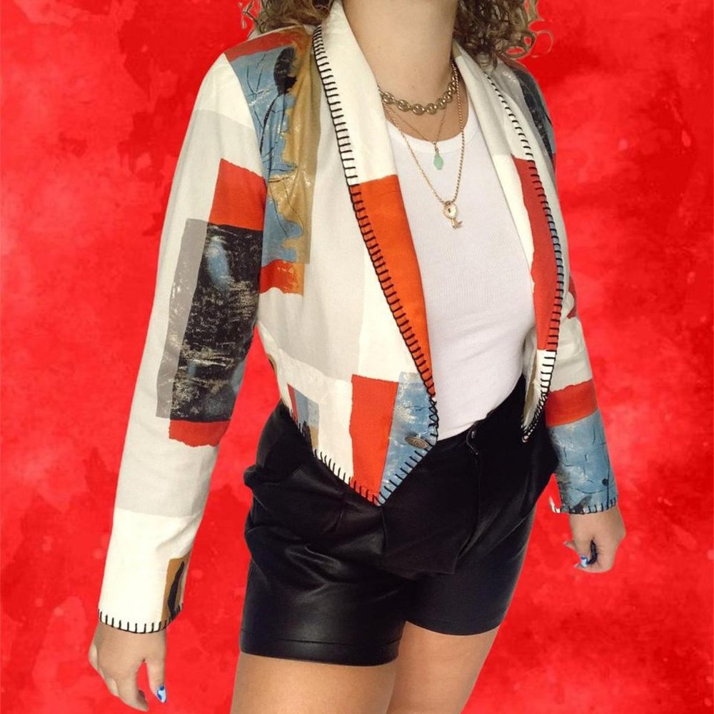 printed cropped blazer